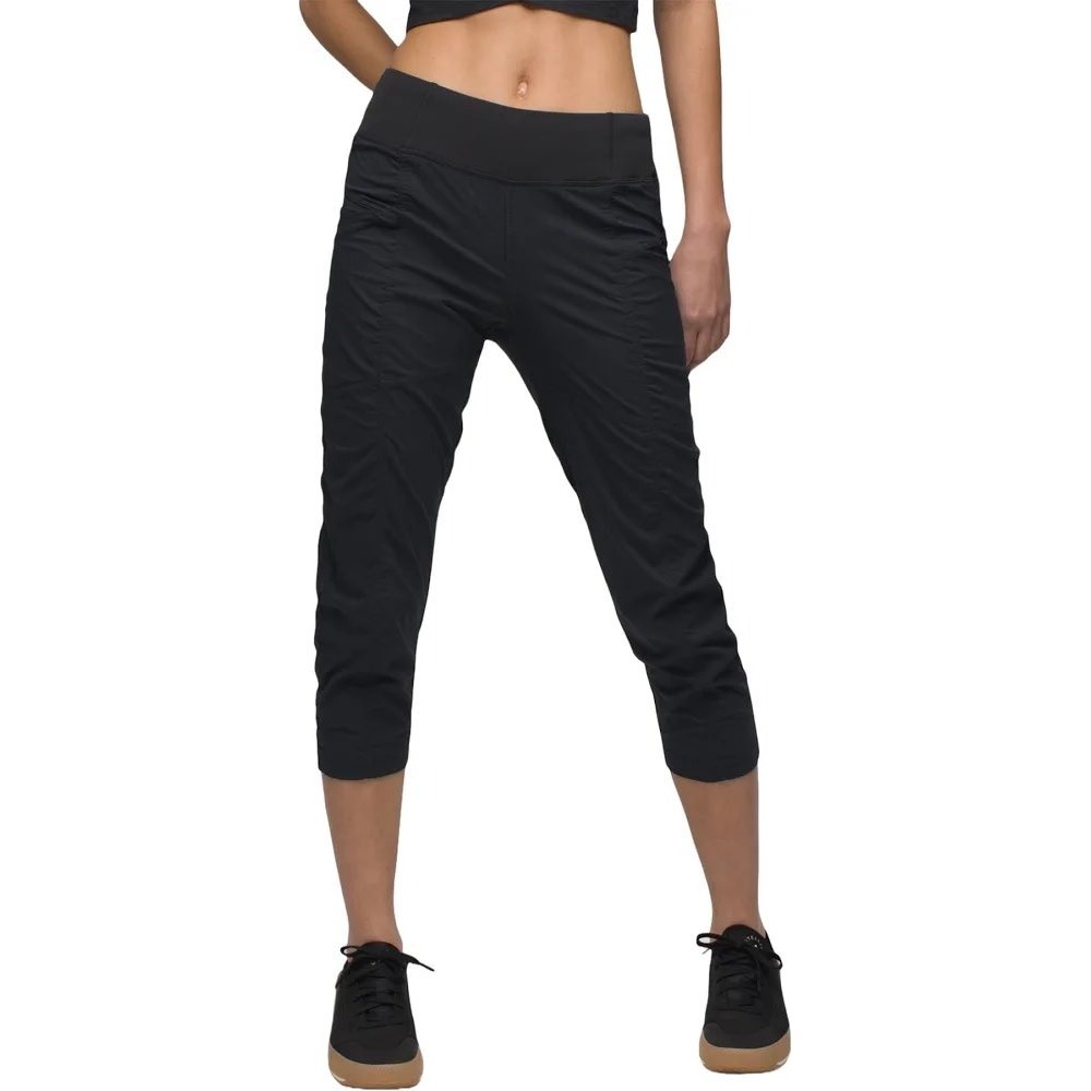 prAna Koen Capri Womens S Black Mid Rise Nylon Pull-On Hiking Outdoor Activewear